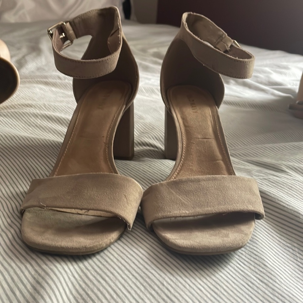 Tan block heels